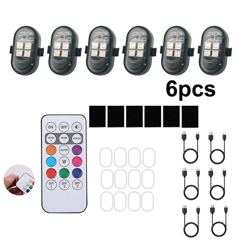 ตัวเลือกสินค้า ไฟกระพริบ LED ไร้สาย 2/4/6 ชิ้น พร้อมรีโมท สำหรับรถยนต์และมอเตอร์ไซค์