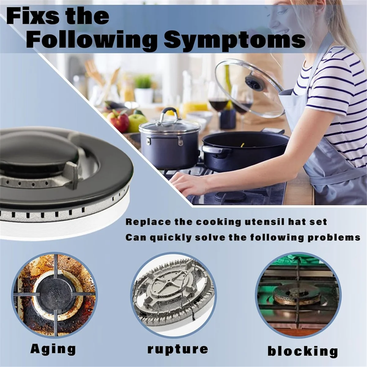 Gas Stove Burner Caps, Gas Stove Burner Caps Set 5 PS, Caps Compatible for SABAF Top Covers Replacement HOT