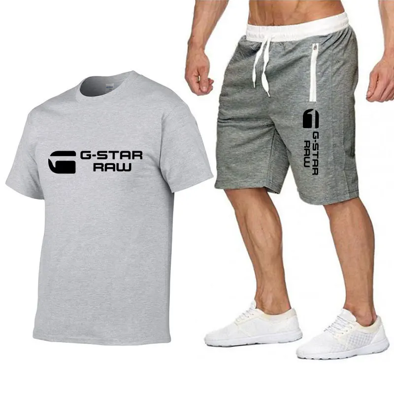 2024 Summer New Men's Tracksuit T-shirts Shorts Sets Suit 2Pcs Gym Leisure Y2K Sportswear Brand Clothes For Men