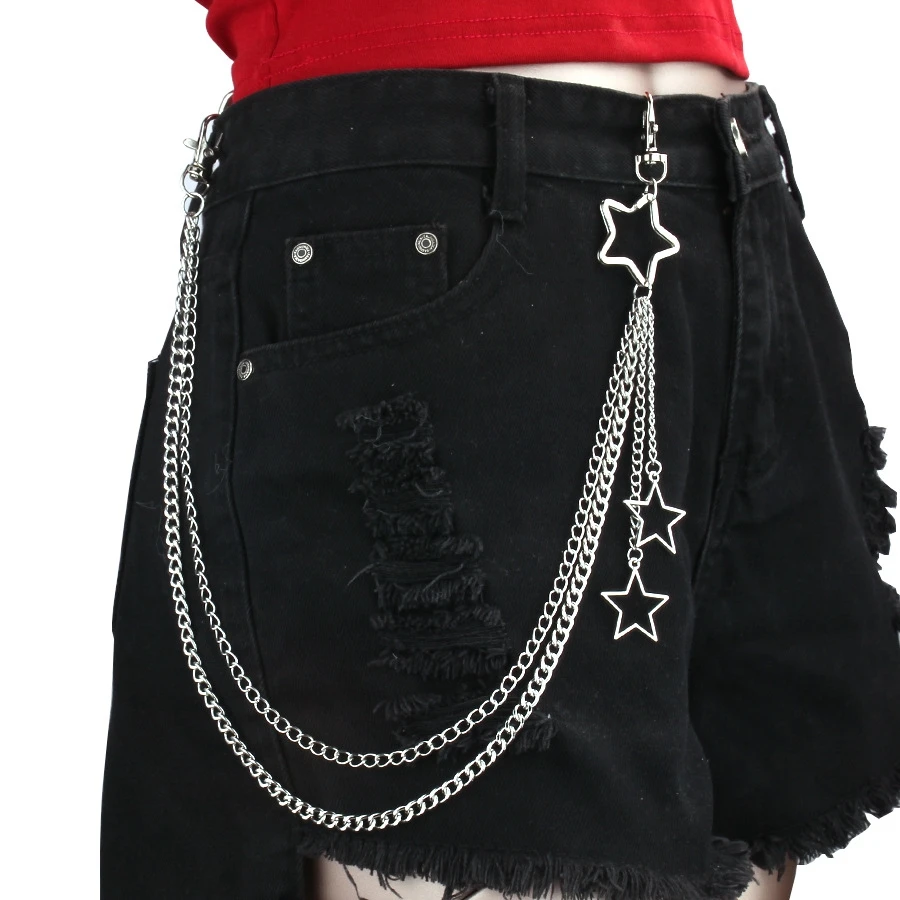 Punk Steet Keychains Chain Women Men Star Rivets Accessories Rock Goth Pants Waist Belt Chain On Jeans Jewerly