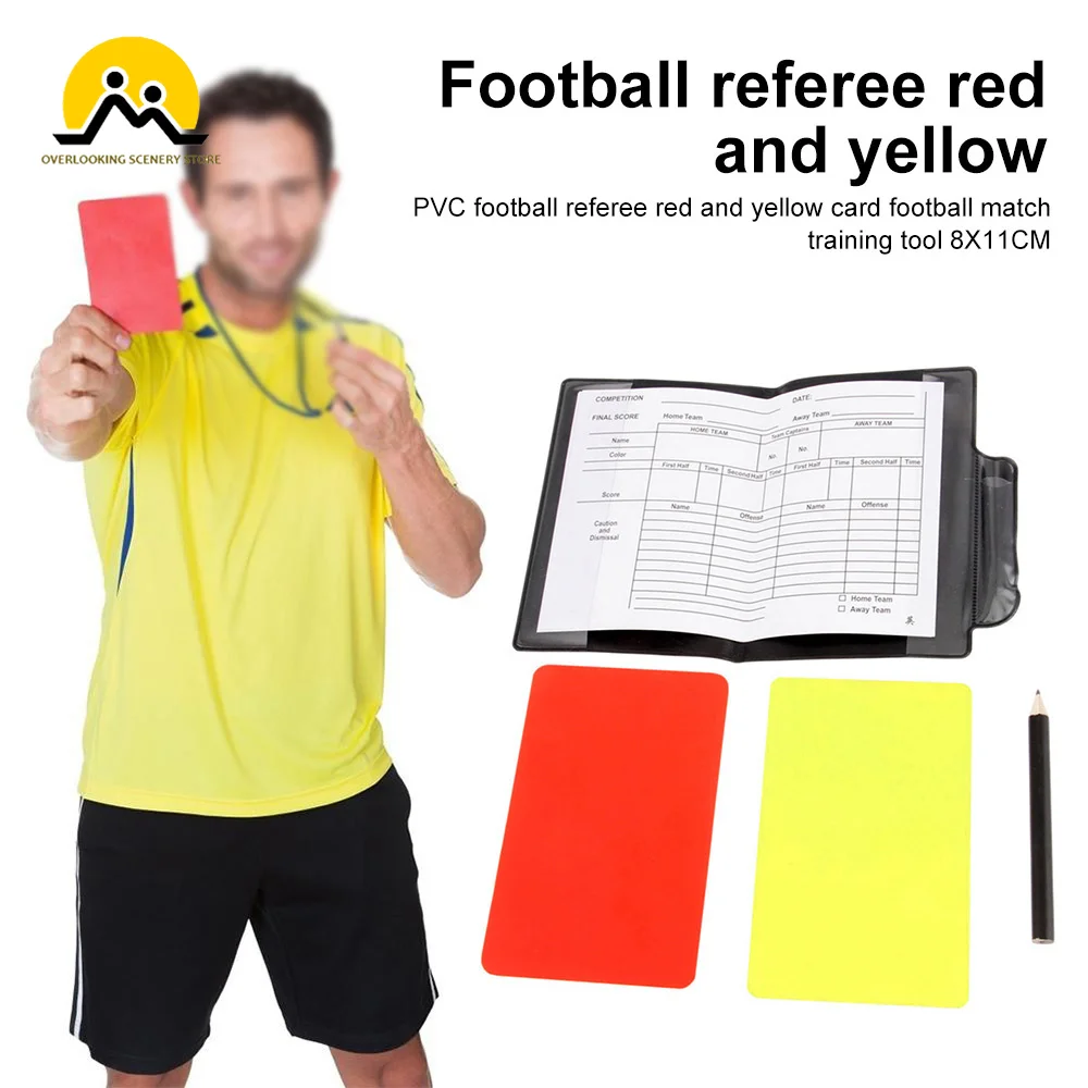 Gohantee 2ps futebol acessórios jogo árbitro notebook com cartão vermelho  cartão amarelo e lápis para jogos de futebol árbitros - AliExpress