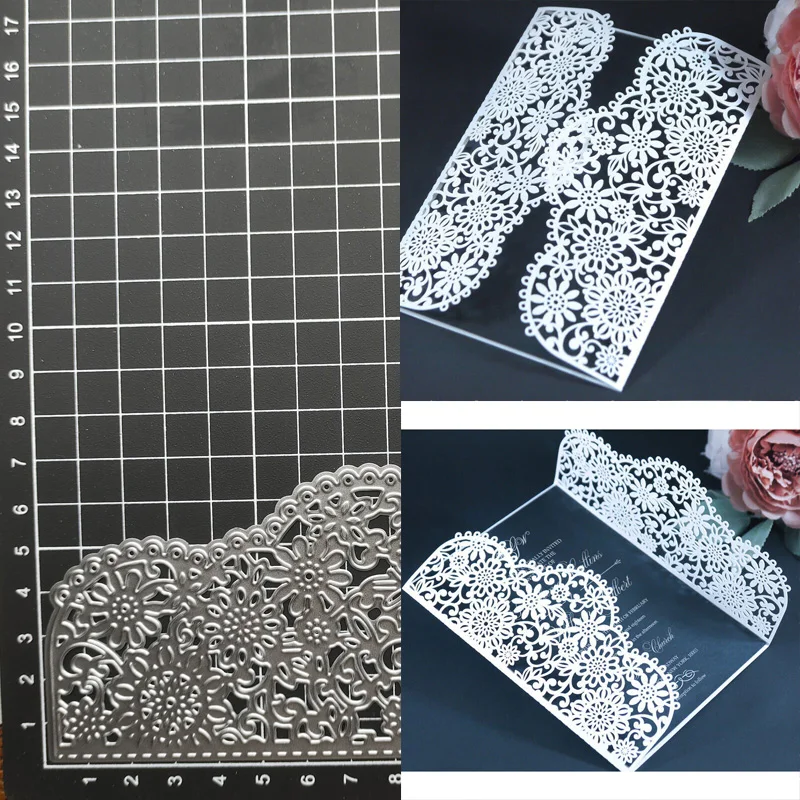 

Flower Wedding Invitation Metal Cutting Dies Scrapbooking stamps embossing paper Cards border template punch Stencils DIY