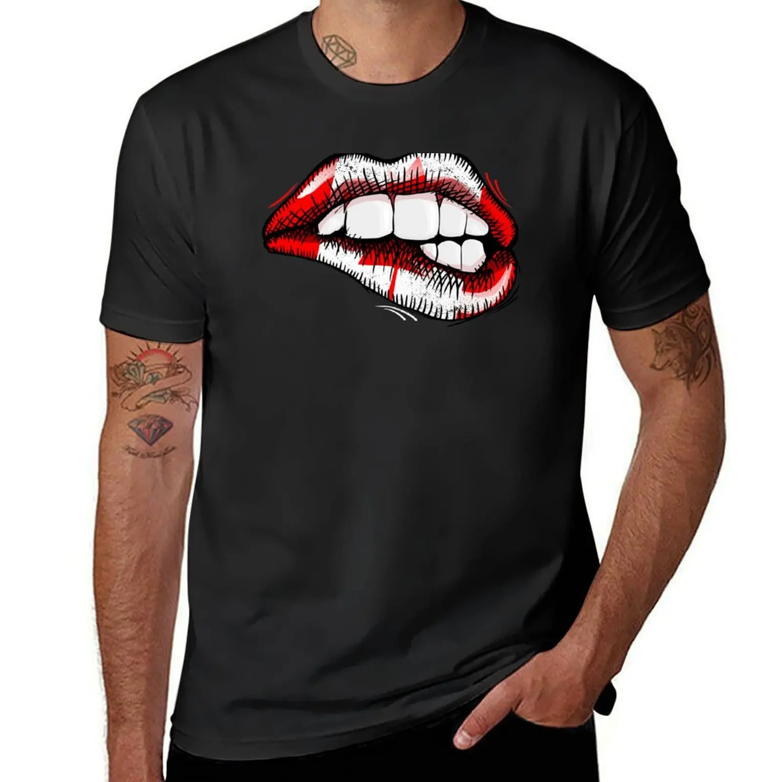 Sexy Biting Lips Canada Flag Canadian Love T-Shirt quick drying blacks cute clothes men workout shirt