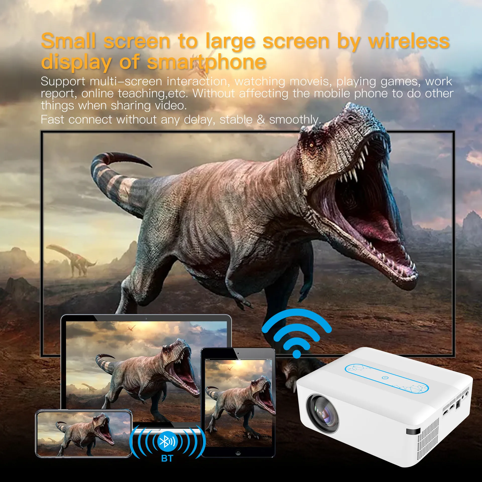 XNANO 안드로이드 9.0 프로젝터, 네이티브 1080p, 350 ANSI, 8K 디코딩, Wi-Fi 6, BT5.0, 4D 키스톤 보정, 홈시어터 프로젝터