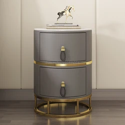 Mesita de noche de madera maciza para dormitorio, mueble de almacenamiento redondo, moderno, minimalista, pequeño, para dormitorio