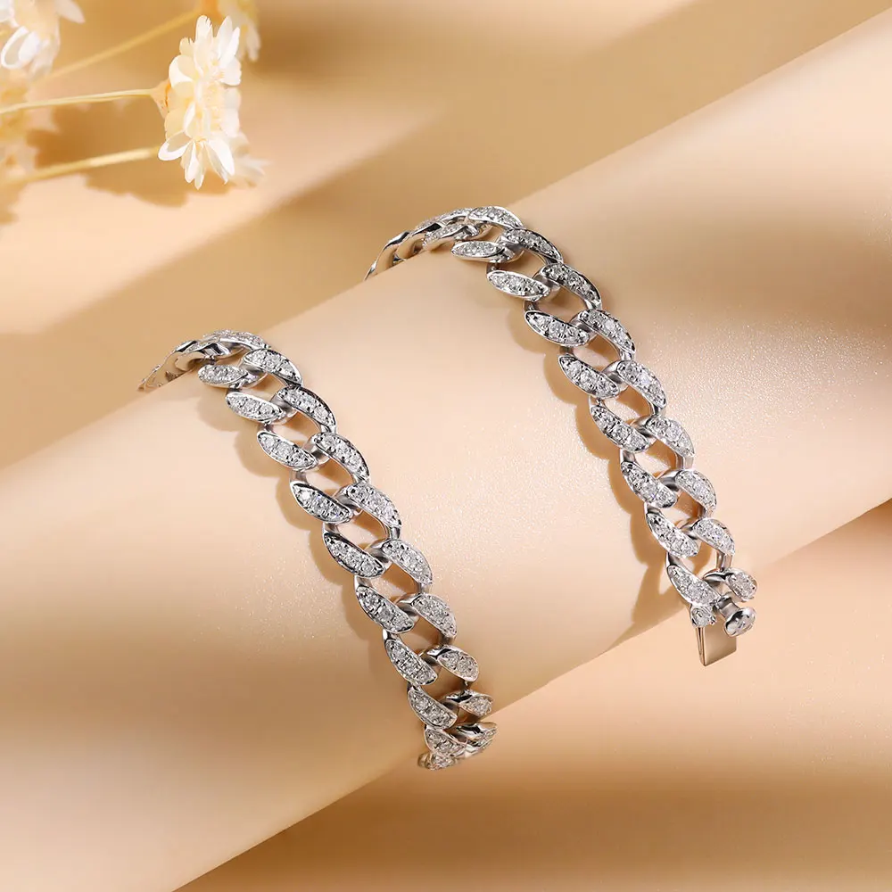 S38b146b6c7a8415eb11da1fd58146ed5I M-JAJA Natural Diamond Cuba Bracelet F Color VSI Clarity Solid 18k White Gold AU750 Engagement Wedding for Women Fine Jewelry