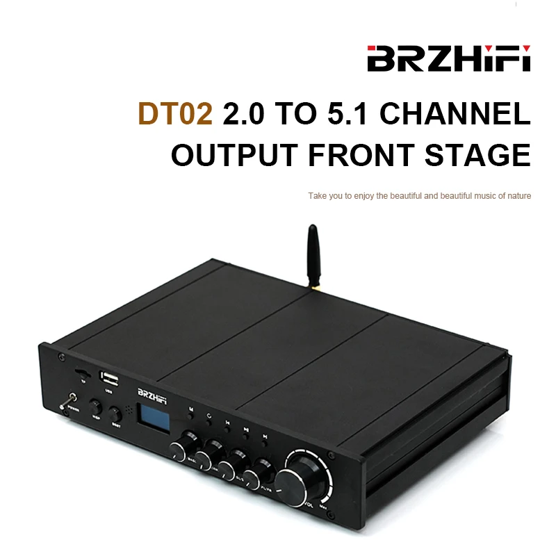 

BREEZE Audio DT02 2.0 to 5.1 Channel Output Preamplifier QS 7785QF Preamp Supports Bluetooth 5.0 / USB / TF / AUX Card Input