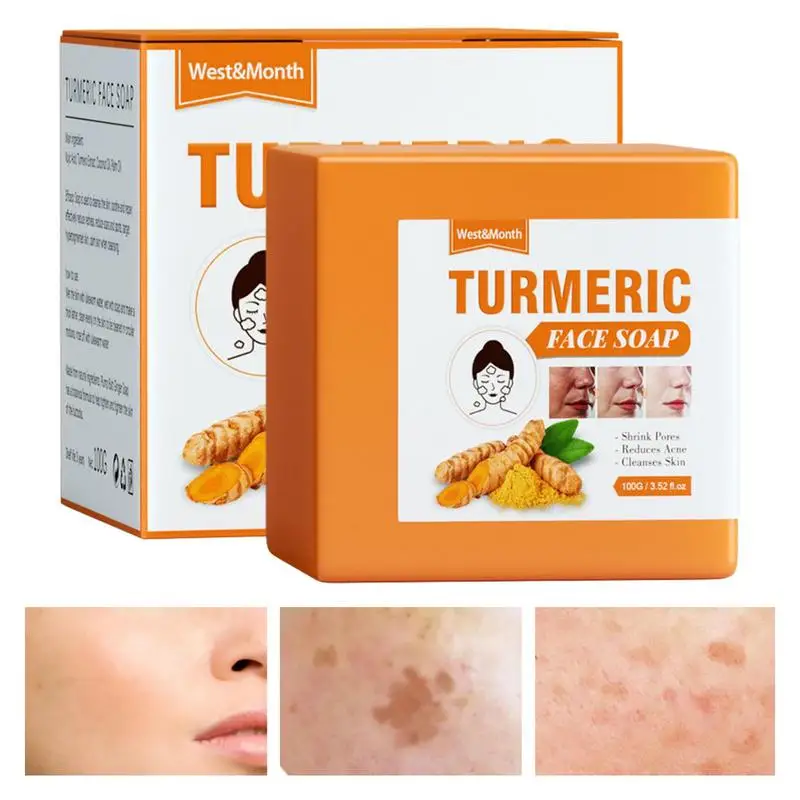 

Turmeric Soap Face Cleansing Anti Acne Whitening Skin Lightening Face Remove Pimples Dark Spots Lightening Ginger Handmade Soap