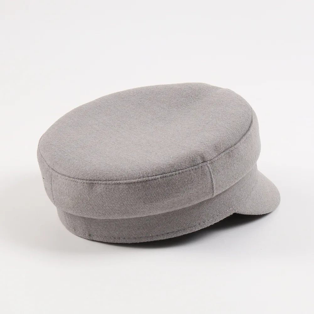 Brand Designer Autumn Winter Newsboy Caps Metal letter Decorated Flat Wool Caps cotton newsboy cap