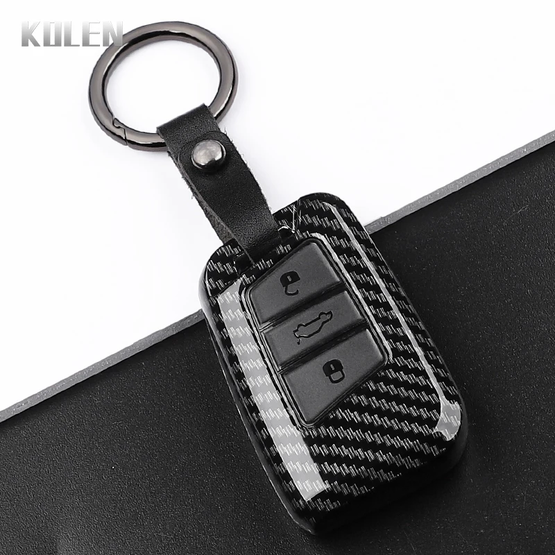 Carbon Fiber Style Car Key Case Cover
