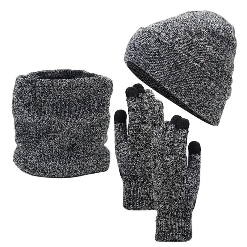 

Hat And Scarf Set For Women Winter Hats And Gloves Touchscreen Gloves 3 In 1 Knit Skull Cap With Fleece Lined For Ski Skate