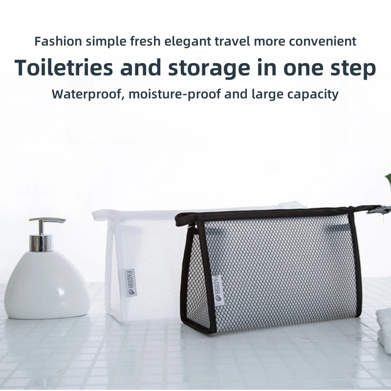 Description Picture 3 of itemMesh Makeup Bag Zipper Pouch Cosmetic Organizer Case Travel Toiletry Bags Organize Supplies Daily Cosmetics Accessories for