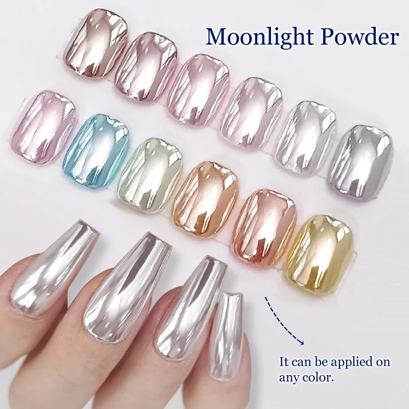 Pearl White Chrome Nail Powder 0.3G Silky Moonlight Mirror Powder Pigment Metallic Effect Dust Aurora Nail Decorations nail powder,nail pigment,nail decoration,nail decorations