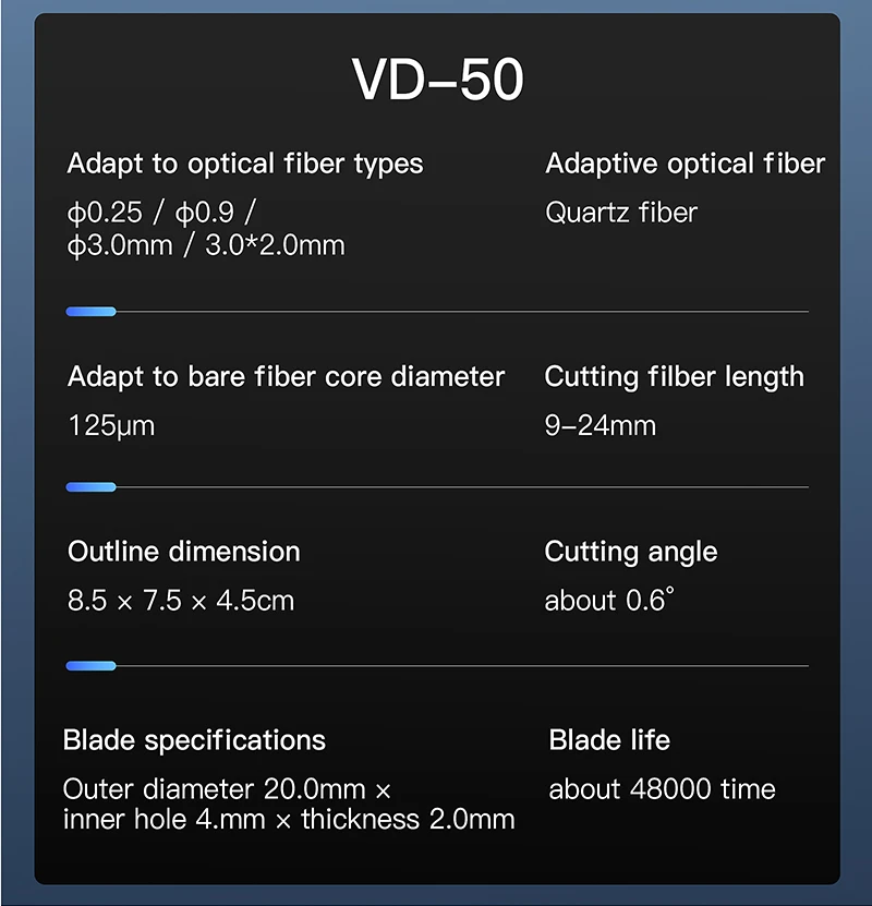 VD-50 Fiber Cleaver High Precision Optical Fiber Cutter FTTH Tool One-step Fiber