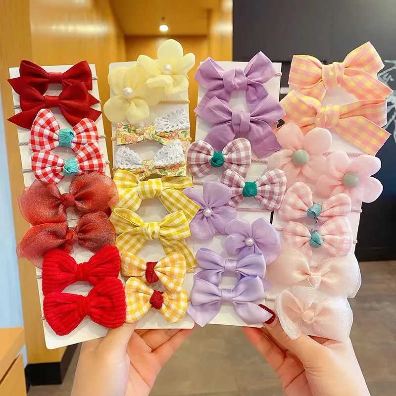 

10Pcs/Set Big Bow Flower Elastic Hairbands Children Girls Sweet Hair Ties Fashion Headbands Hair Accessories Rubber Band For Kid