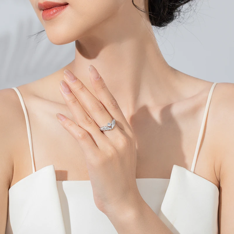 에일메이 진짜  윙, 고품질 지르콘 패션 손가락 반지, 여성용 매력 럭셔리 웨딩 액세서리 쥬얼리