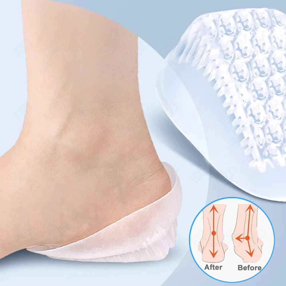 Weiche Silikon-Gel-Einlegesohlen für Fersenspornschmerzen, Fußschmerzen, Kissen lindern, Fußmassagegerät, Pflege, halbe Fersen-Einlegesohle, Höhenerhöhung – Detail 8