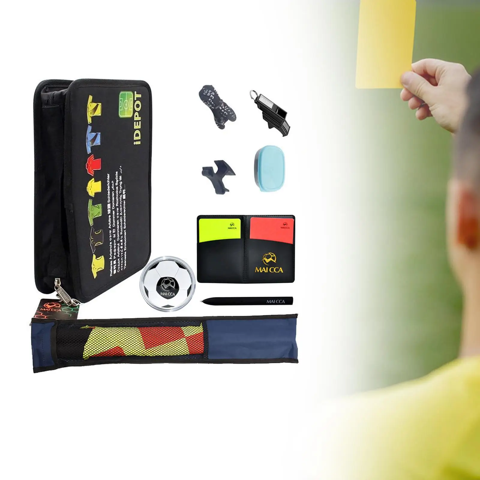 Soccer Referee Accessory Bag Red Yellow Cards Corner Flag Referee Equipment