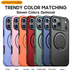 Dual - Layer Protective Phone Case with 360° Rotating Ring and Magnetic Mount Compatibility - iPhone Air (Orange)