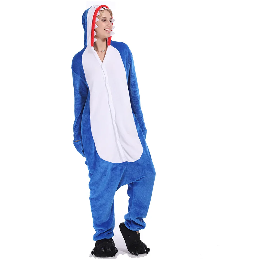 Animal Kigurumi 3D Shark Cartoon Onesies Women Pajamas Anime Onesie For Adults Pyjamas Boys Girls Pijamas Flannel One-Piece