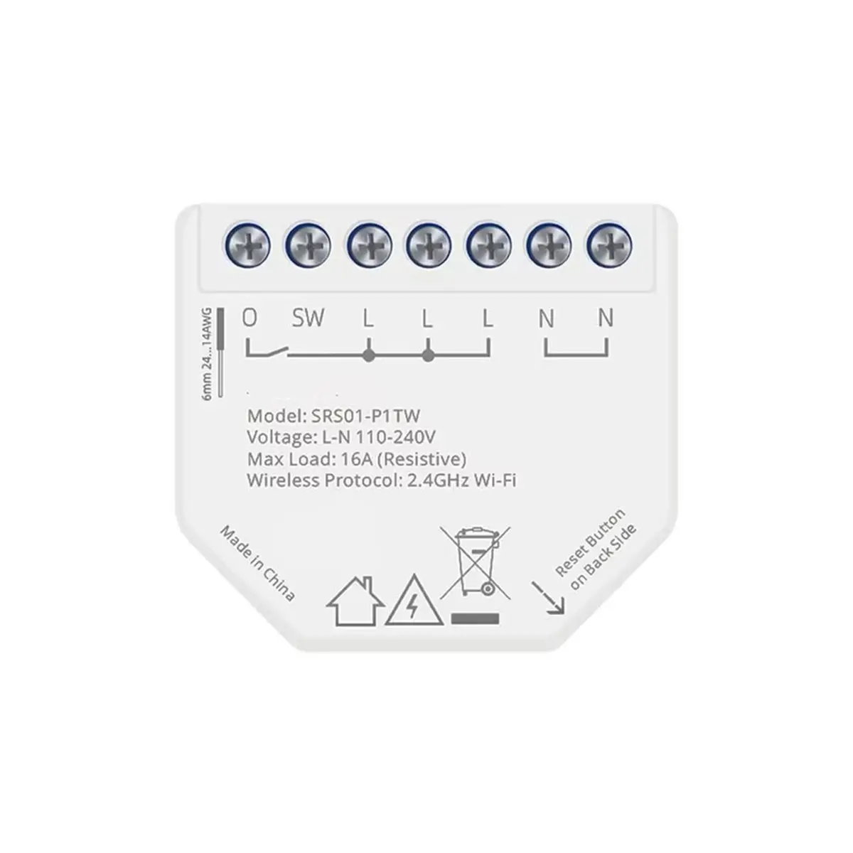 추수감사절 2방향 16A WiFi 스마트 릴레이(전력 모니터 포함) Tuya Smart Life 앱과 호환되는 미니 사이즈 스위치 모듈