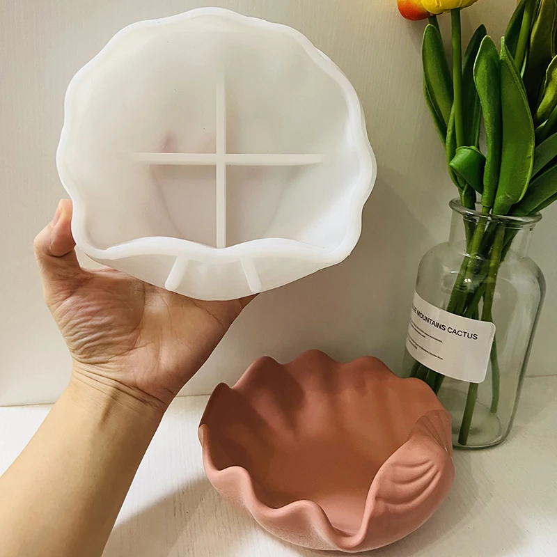Large Shell Storage Tray Mold DIY Home Decor Conch Candle Cup Concrete Silicone Mold Cement Candle Vessel