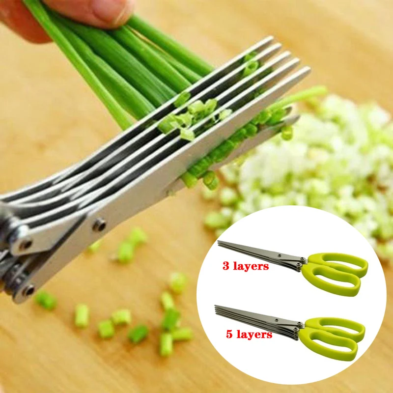 

Multi-functional Stainless Steel Scissors For Kitchen Knives 3/5 Layers Sushi Clippers Shredded Scallion Cut Herb Spices Scissor