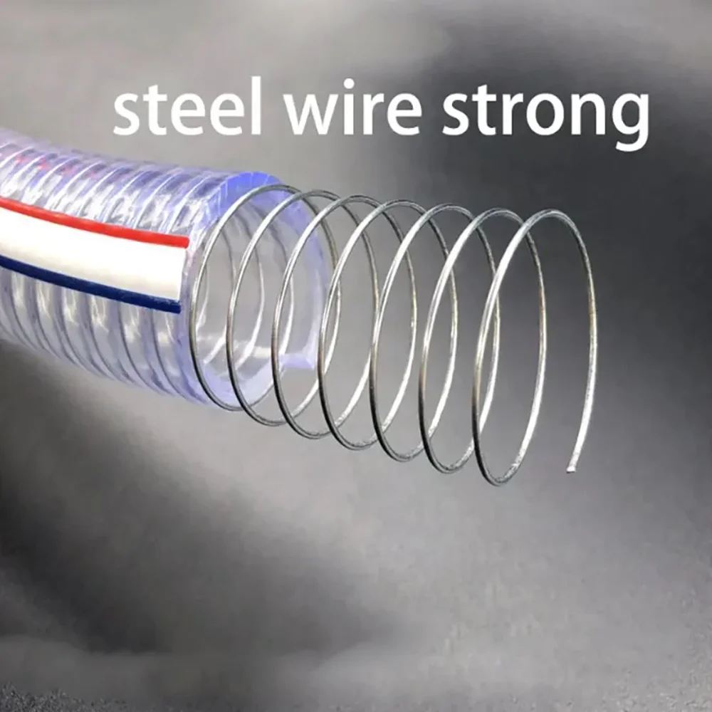 1-5M ID10-40mm PVC Steel Wire Hose Transparent Soft Oil Pipe Plastic Water Pump Tube Flexible Rubber With Metal Wire Tubing