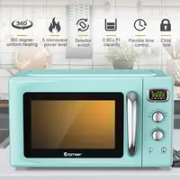 Retro Countertop Microwave Oven, 0.9Cu.ft, 900W Microwave Oven, with 5 Micro Power, Defrost & Auto Cooking Function, LED Display 2