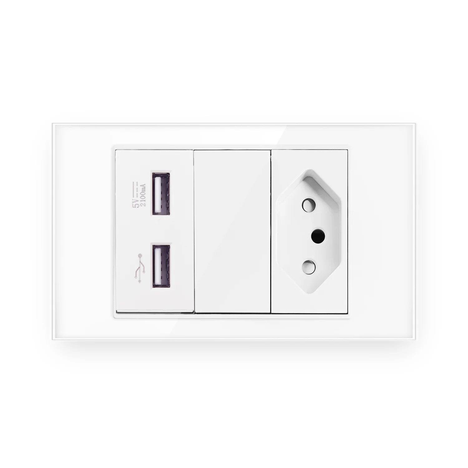 

Brazilian Standard Socket Tempered Glass Panel White/Black AC110V~250V 20A Household Power Socket