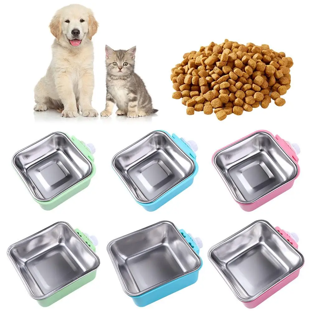 

Cat Puppy Hanging Anti-overturning Detachable Square Dog Crate Bowl Food Dish Water Feeder Container