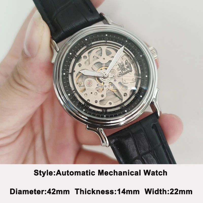 IK Colouring Luxury Watch for Men Automatic Mechanical Watches Skeleton Stainless Steel Watchbands Waterproof Man Clock Gift