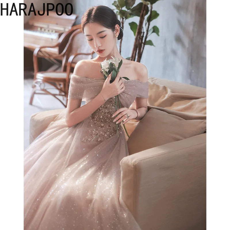 

Новинка 2024, весеннее розовое яркое платье Harajpoo в стиле знаменитостей, сказочное платье из пряжи, женское платье подружки невесты
