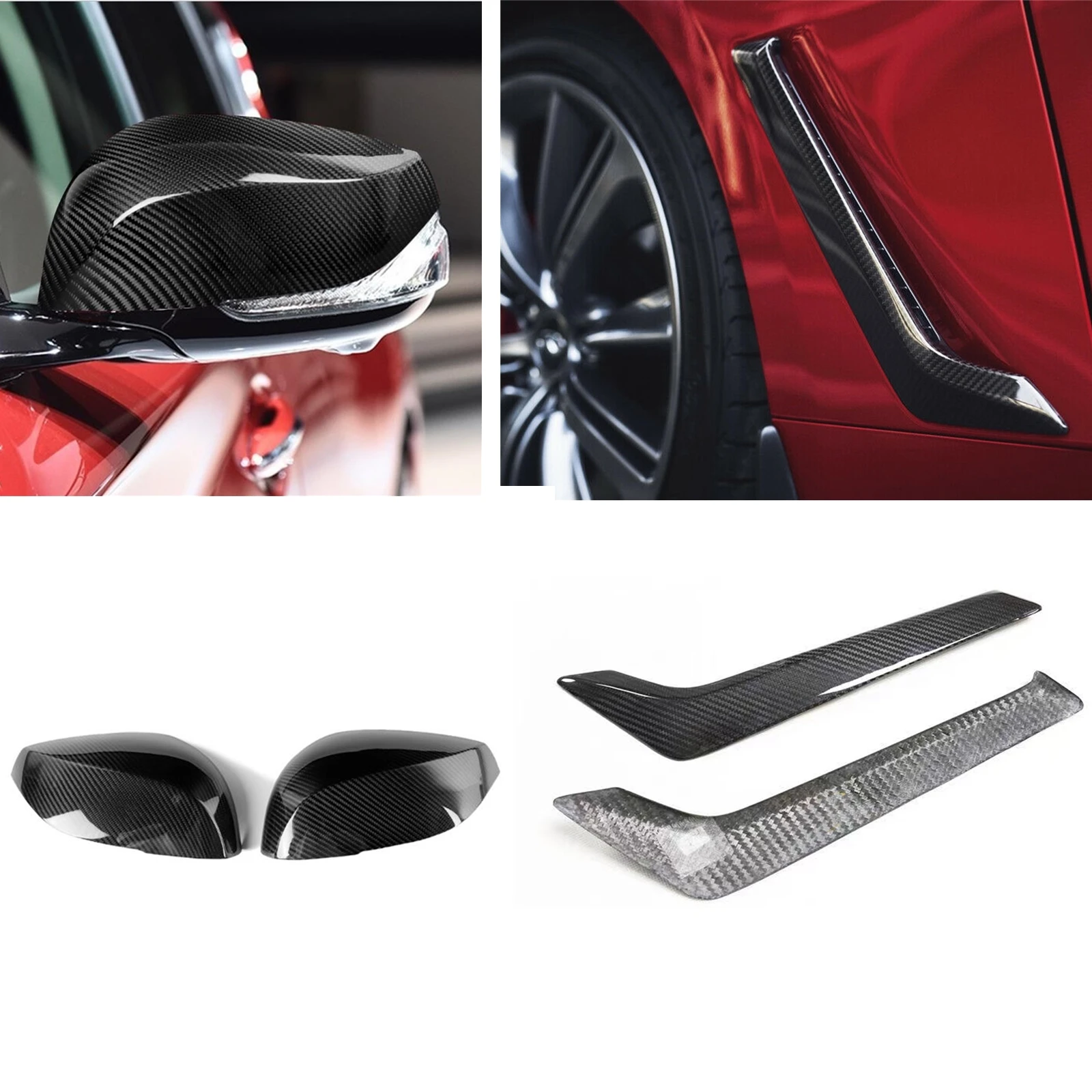 

Side Fender Air Vent Trim & Rear View Side Mirror Cover Cap Shell For Infiniti Q60 Q60S 2015 2016 2017 2018 2019 2020 2021 2022