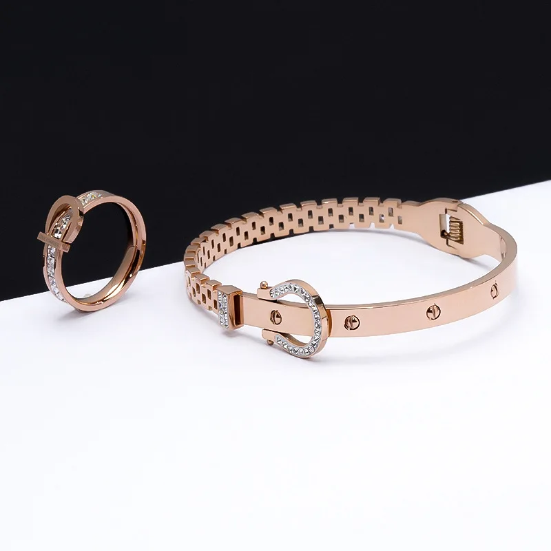 Unique Beautiful Pink Gold Plated Stainless Steel 10 mm Watch Bracelet AGEK008_K0039008