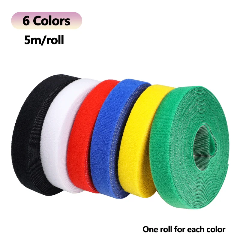 Reusable Nylon Hook and Loop Fastening Cable Ties – 5M Roll, Multi-Width Options for Wire Organizing and DIY Projects
