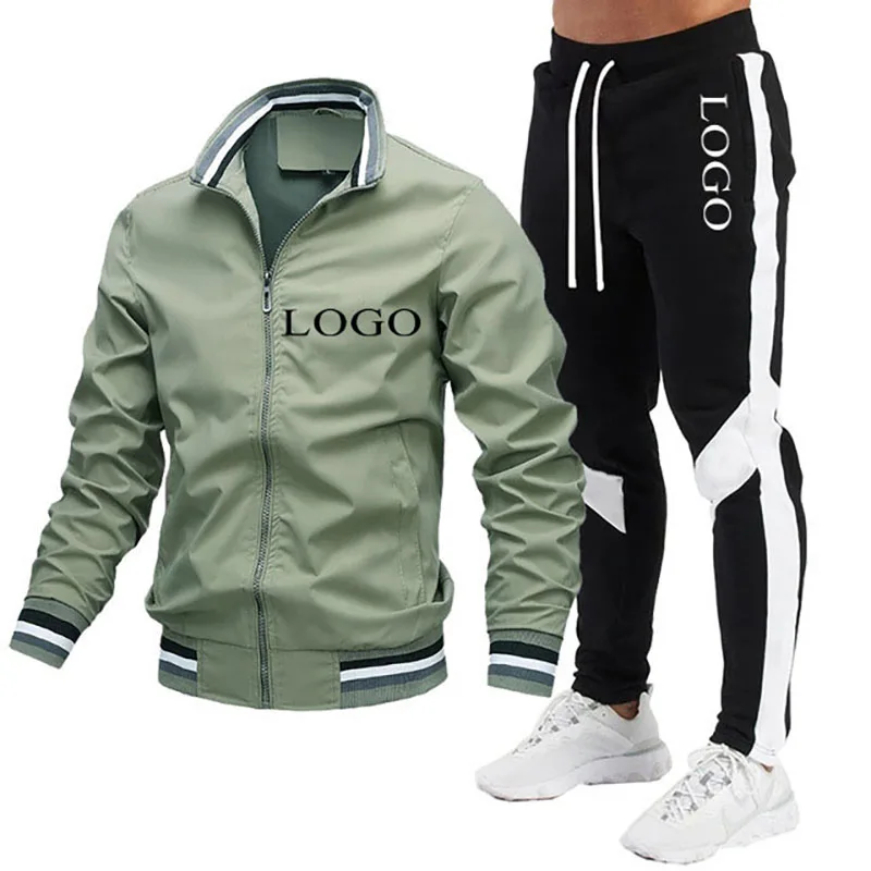 Your Own Design Brand Logo/Picture Personalized Custom Anywhere Men Women DIY Casual jacket and pants set Fashion New