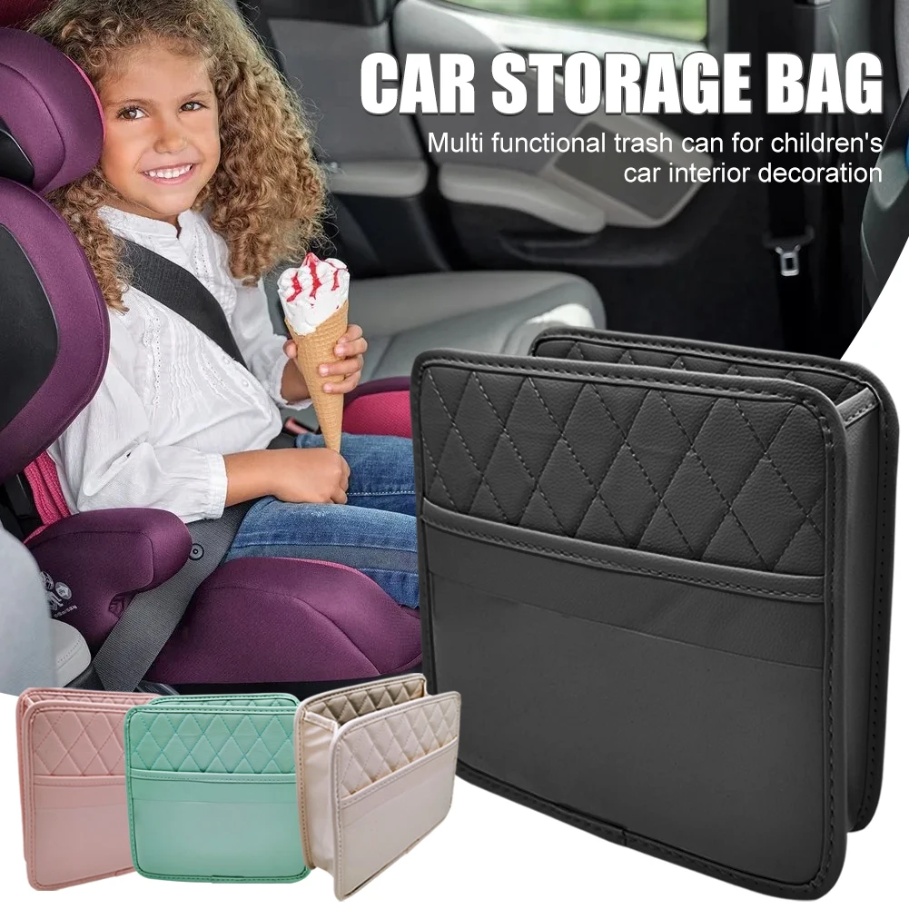 Comprar Organizador de asiento trasero de coche, bolsa de cuero PU,  organizador de almacenamiento para coche, caja de almacenamiento de  pañuelos plegable, soporte para bolsa de accesorios para coche