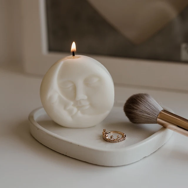 Kreatív Művészeti Gyertyák Hold Nap Alakú Illatos Északi Stílusú Otthoni Dekoráció Díszek Vendég Ajándék Fehér