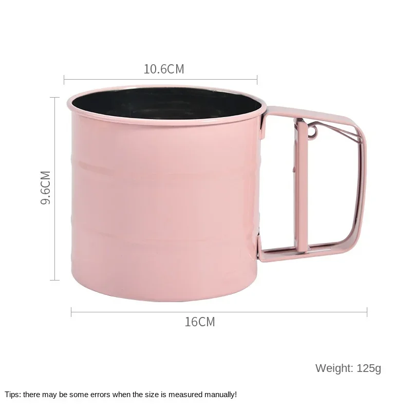 Flour Sifter Baking Tool Semi-automatic Hand-Held Flour Shaker Hand Pressing Type Sieve Pink Kitchen Accessories Cake