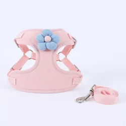Adjustable Dog Harness and Leash Set - M (Pink)