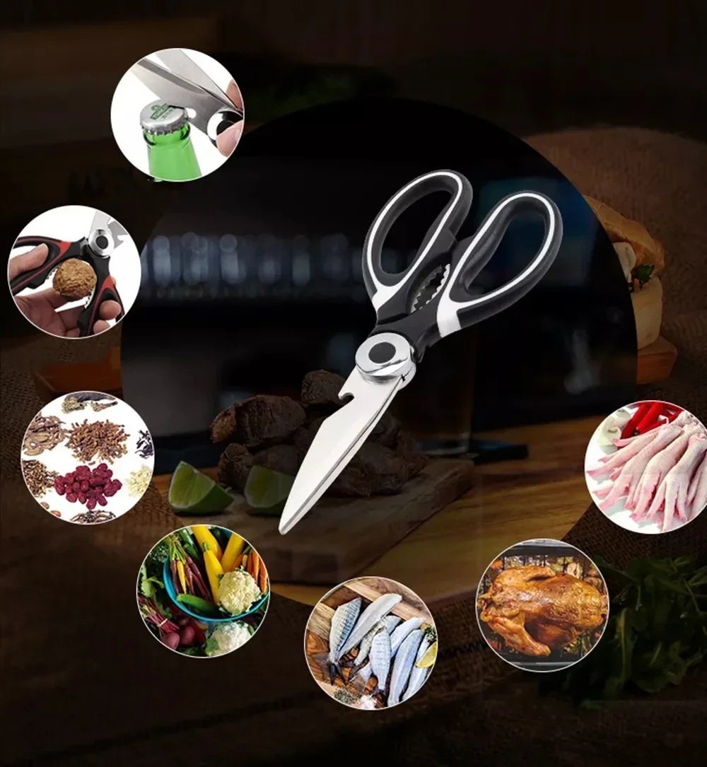 Multifunctional Kitchen Scissors Stainless Steel Cutting Knife For Fish Chicken Chef Device Gadget Tools Accessories Open Bottle