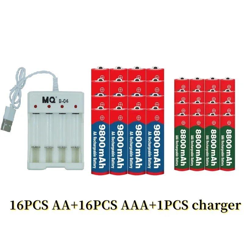 Фото Новинка, перезаряжаемый никель-водородный аккумулятор 1,5 в AA9800mAh + AAA8800mAh + USBcharger 1,5 V, используется для электронных игрушек, батарей для камеры №5