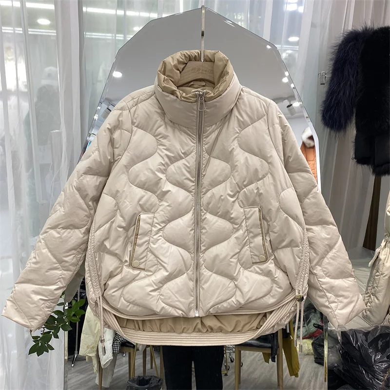 Winter Women Stand Collar Puffer Jacket Casual Long Sleeve