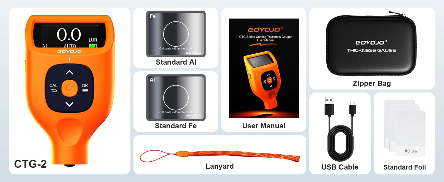 Coating Thickness Gauges, Paint Depth Gauge Meter with Backlight LCD Display for