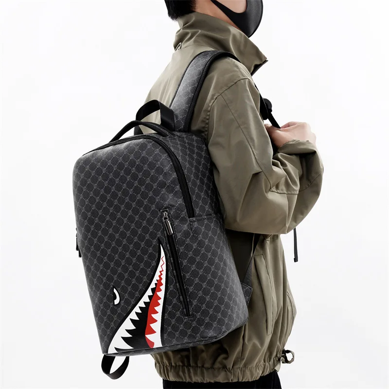 Men's Backpack Plaid High School College Bag 15-inch Laptop Rucksack