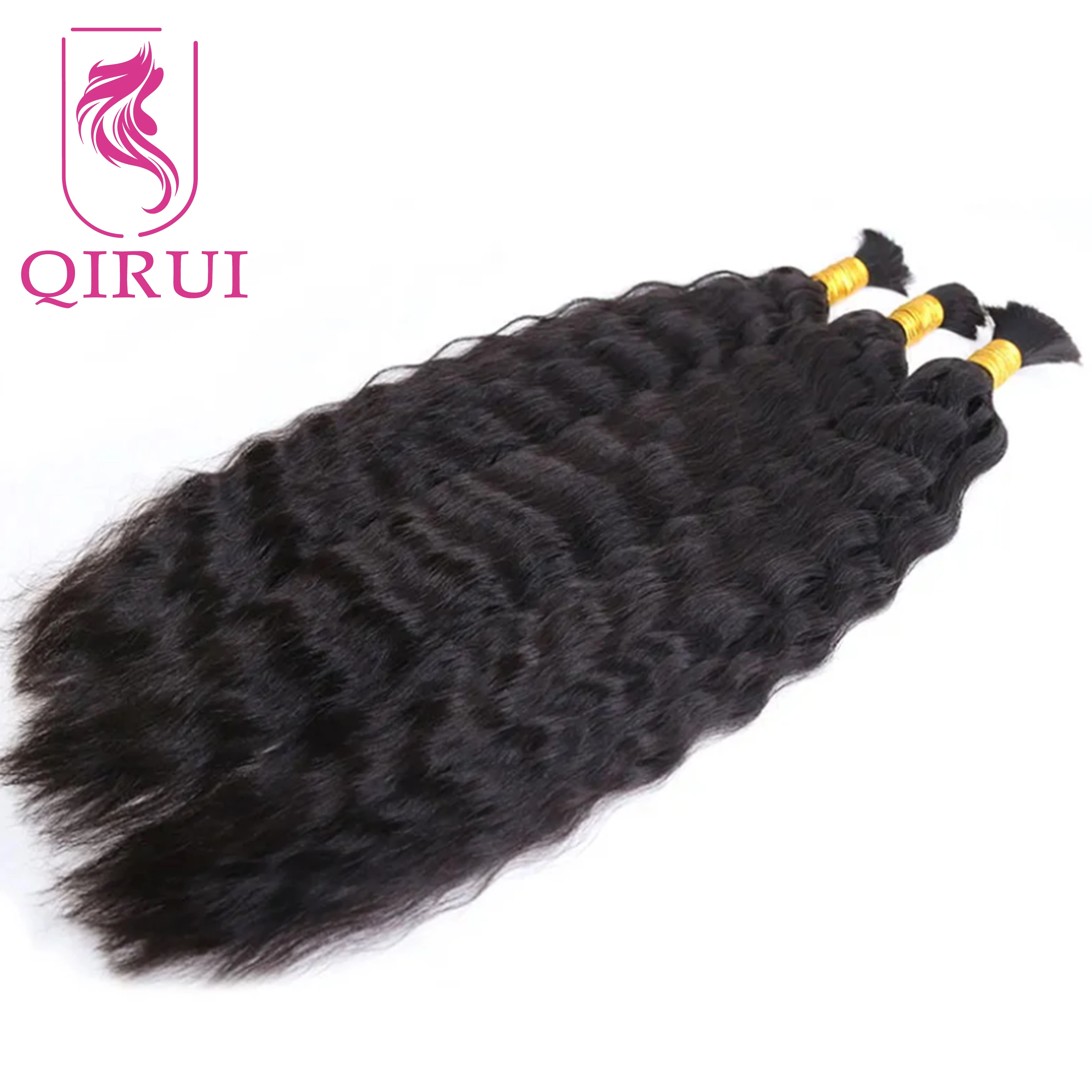 Wet And Wavy Bulk Human Hair For Braiding Color 27 30 Double Drawn Burmese Boho Braids Bulk Human Hair Bundles No Weft