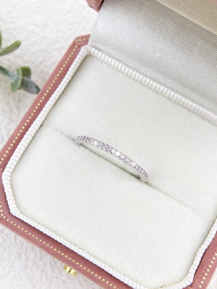 Ring 925 Sterling Silver 1.4mm Fashion Simplicity Full Zircon Stackable Plain For Women Daily Party Personalized Fine Jewelry