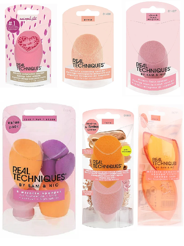Real Techniques Makeup Sponge Powder Puff Dry and Wet Combined Beauty