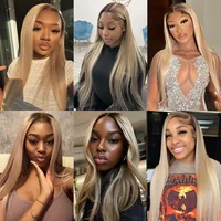 Perruques blondes cendrées cheveux humains 13x4 perruques avant de dentelle transparente cheveux humains 200 densité blond cendré perruques avant de dentelle droite pour les femmes 5